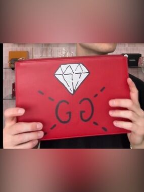 Authentic Gucci red diamond clutch